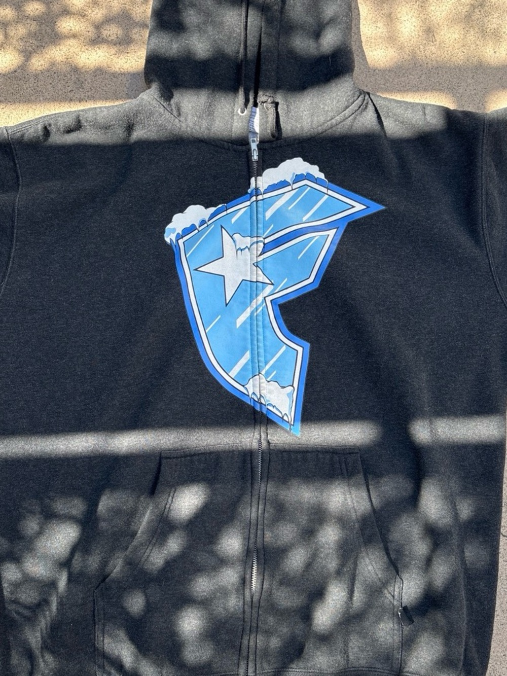 famous stars and straps hoodie, blue logo RARE
